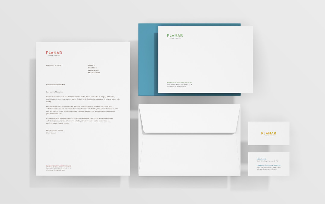 Planar Briefschaften Printdesign